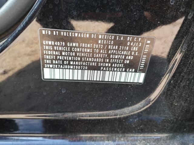 3VW2K7AJ8DM290720 - 2013 VOLKSWAGEN JETTA BASE 黑色 照片 12