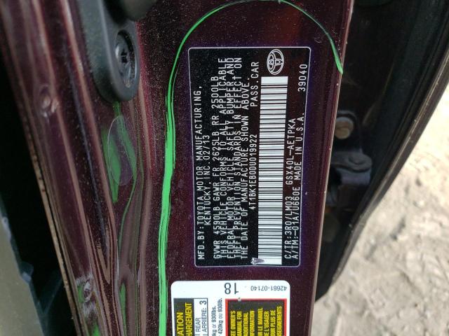 4T1BK1EB0DU019922 - 2013 TOYOTA AVALON BASE 栗色 照片 13