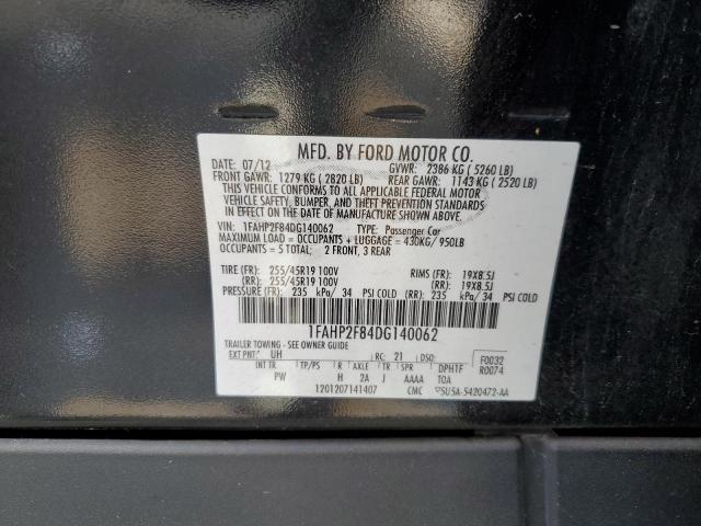 1FAHP2F84DG140062 - 2013 FORD TAURUS LIMITED BLACK photo 12