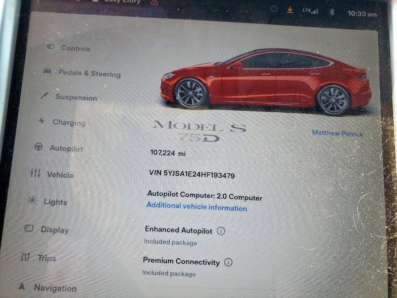 5YJSA1E24HF193479 - 2017 TESLA MODEL S RED photo 9