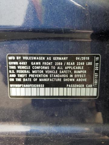 WVWBP7AN0FE826933 - 2015 VOLKSWAGEN CC SPORT BLUE photo 12