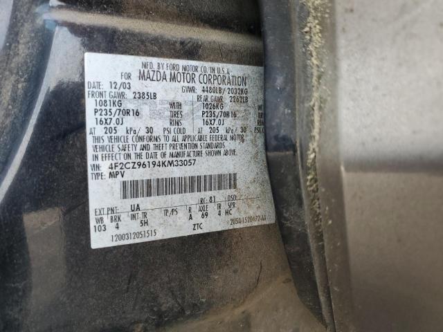 4F2CZ96194KM33057 - 2004 MAZDA TRIBUTE ES შავი ფოტო 13