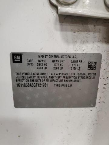 1G11C5SA6GF121761 - 2016 CHEVROLET MALIBU LIM LT თეთრი ფოტო 12