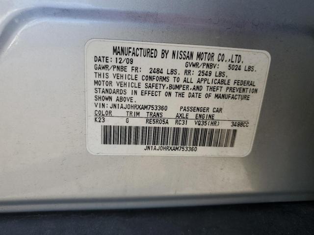 JN1AJ0HRXAM753360 - 2010 INFINITI EX35 BASE 银色 照片 13