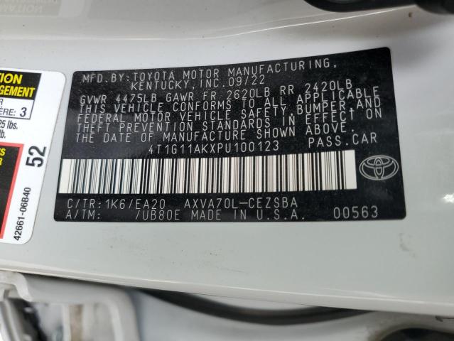 4T1G11AKXPU100123 - 2023 TOYOTA CAMRY SE NIGHT SHADE WHITE photo 12