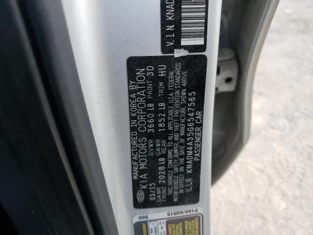 KNADM4A35G6547565 - 2016 KIA RIO LX SILVER photo 12