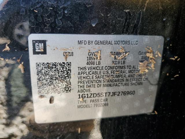 1G1ZD5ST7JF276960 - 2018 CHEVROLET MALIBU LT შავი ფოტო 13