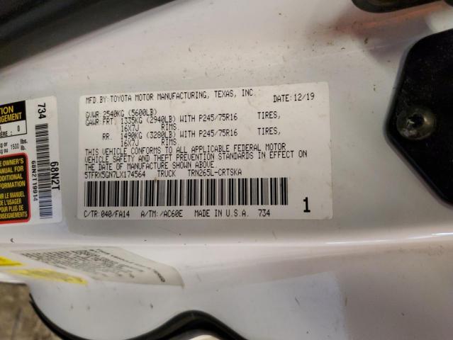 5TFRX5GN7LX174564 - 2020 TOYOTA TACOMA ACCESS CAB თეთრი ფოტო 12