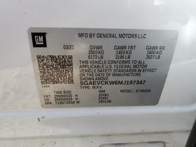 5GAEVCKW6MJ197347 - 2021 BUICK ENCLAVE AVENIR WHITE photo 14