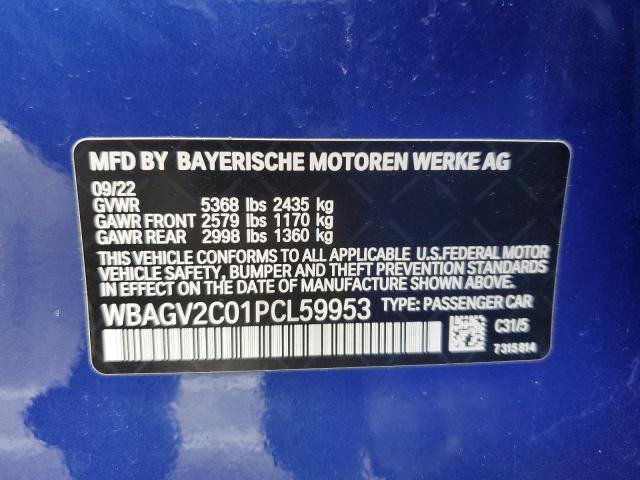 WBAGV2C01PCL59953 - 2023 BMW 840I BLUE photo 12