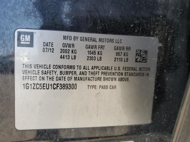 1G1ZC5EU1CF389300 - 2012 CHEVROLET MALIBU 1LT BLACK photo 12