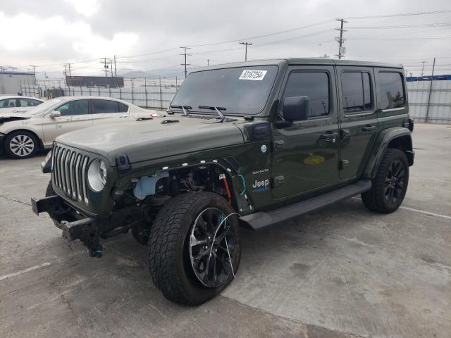 1C4JJXP6XMW643060 - 2021 JEEP WRANGLER U SAHARA 4XE GREEN photo 1