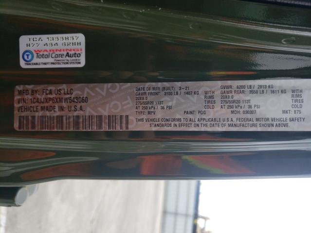 1C4JJXP6XMW643060 - 2021 JEEP WRANGLER U SAHARA 4XE GREEN photo 13