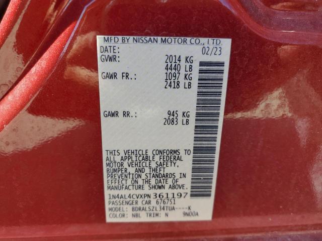 1N4AL4CVXPN361197 - 2023 NISSAN ALTIMA SR RED photo 12