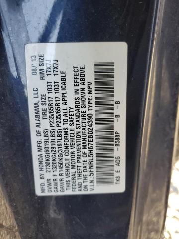 5FNRL5H67EB024390 - 2014 HONDA ODYSSEY EXL BLUE photo 13