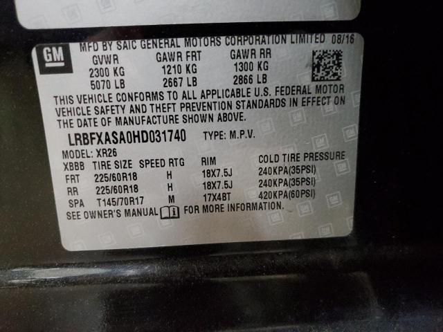 LRBFXASA0HD031740 - 2017 BUICK ENVISION PREFERRED BLACK photo 13