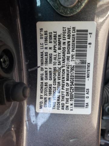 19XFC2F54GE017952 - 2016 HONDA CIVIC LX CHARCOAL photo 12