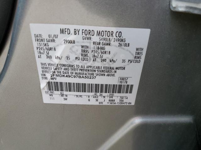 2FMDK49C97BA50237 - 2007 FORD EDGE SEL PLUS SILVER photo 13