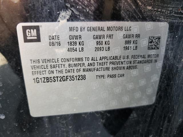 1G1ZB5ST2GF351238 - 2016 CHEVROLET MALIBU LS BLACK photo 12