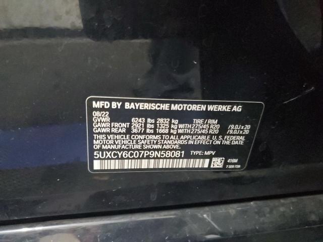 5UXCY6C07P9N58081 - 2023 BMW X6 XDRIVE40I BLUE photo 13