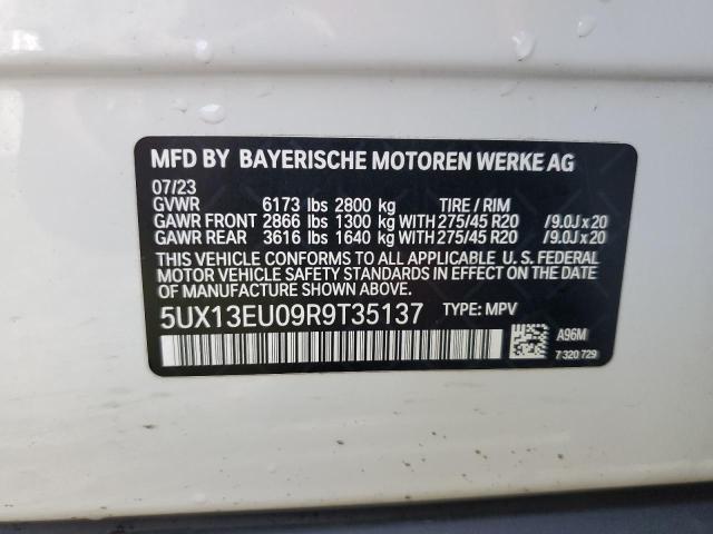 5UX13EU09R9T35137 - 2024 BMW X5 SDRIVE 40I WHITE photo 13