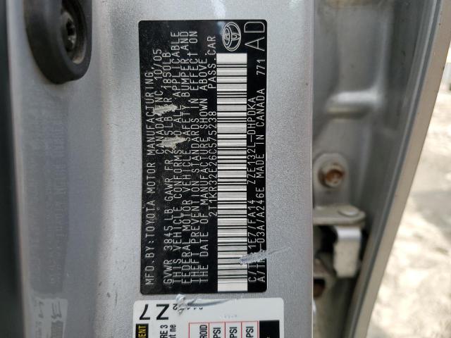 2T1KR32E26C575238 - 2006 TOYOTA MATRIX XR SILVER photo 12