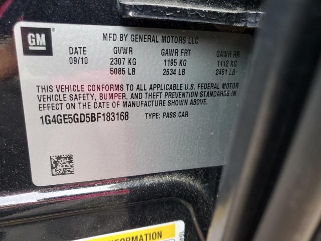 1G4GE5GD5BF183168 - 2011 BUICK LACROSSE CXS BLACK photo 12