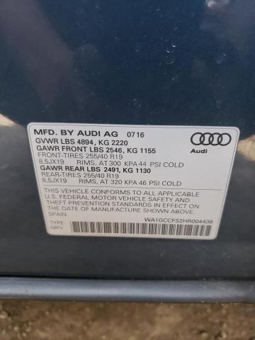 WA1GCCFS2HR004438 - 2017 AUDI Q3 PRESTIGE BLUE photo 12