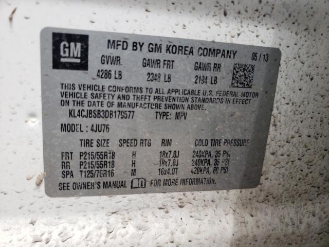 KL4CJBSB3DB179577 - 2013 BUICK ENCORE CONVENIENCE თეთრი ფოტო 13