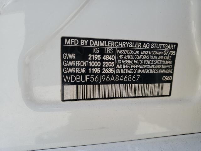 WDBUF56J96A846867 - 2006 MERCEDES-BENZ E 350 WHITE photo 12