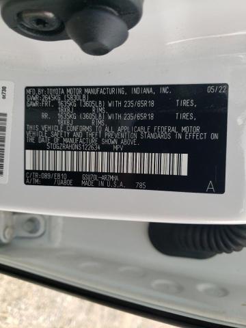 5TDGZRAH0NS122634 - 2022 TOYOTA HIGHLANDER XLE Սպիտակ լուսանկար 13