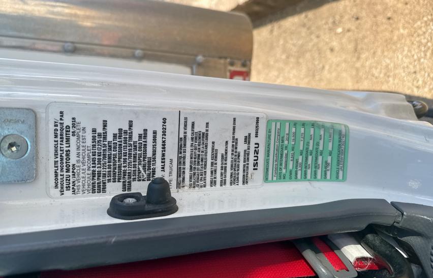 JALE5W166K7302740 - 2019 ISUZU NQR Ақ фото 10