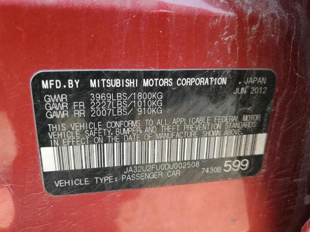 JA32U2FU0DU002508 - 2013 MITSUBISHI LANCER ES/ES SPORT RED photo 12