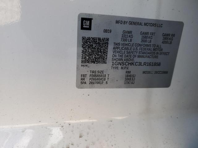 1GNSCHKC3LR161858 - 2020 CHEVROLET SUBURBAN C1500 LT WHITE photo 13