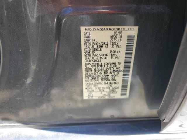 5N1AR18W06C649888 - 2006 NISSAN PATHFINDER LE GRAY photo 13