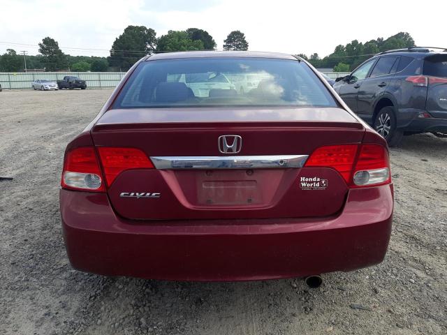 2HGFA16629H525192 - 2009 HONDA CIVIC LX-S RED photo 6