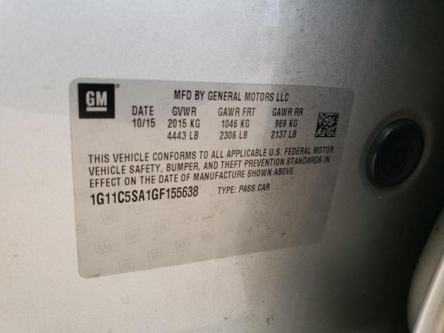 1G11C5SA1GF155638 - 2016 CHEVROLET MALIBU LIM LT SILVER photo 12