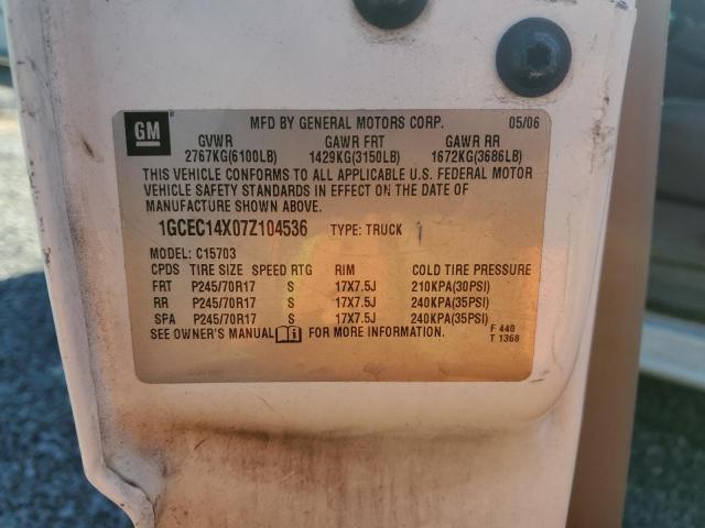 1GCEC14X07Z104536 - 2007 CHEVROLET SILVERADO C1500 CLASSIC Ağ foto 12