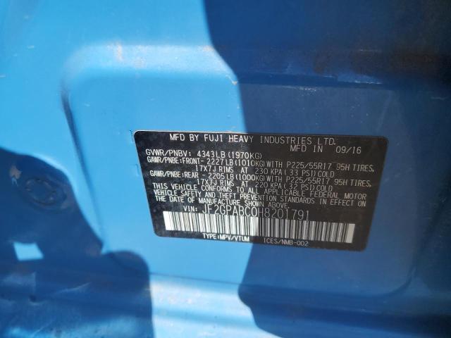 JF2GPABC0H8201791 - 2017 SUBARU CROSSTREK PREMIUM BLUE photo 12