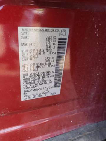 5N1AR2MM2DC675724 - 2013 NISSAN PATHFINDER S RED photo 12