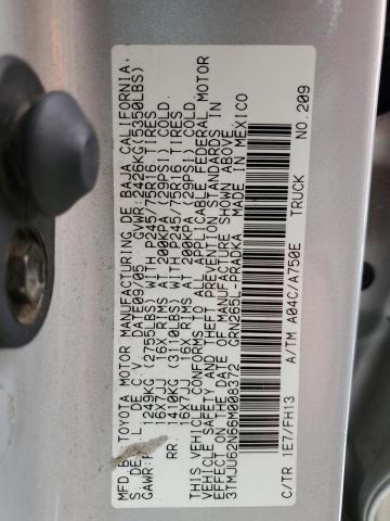 3TMJU62N66M008372 - 2006 TOYOTA TACOMA DOUBLE CAB PRERUNNER SILVER photo 12