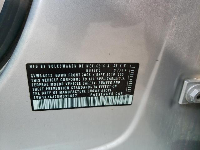 3VW1K7AJ7EM333697 - 2014 VOLKSWAGEN JETTA BASE 银色 照片 12