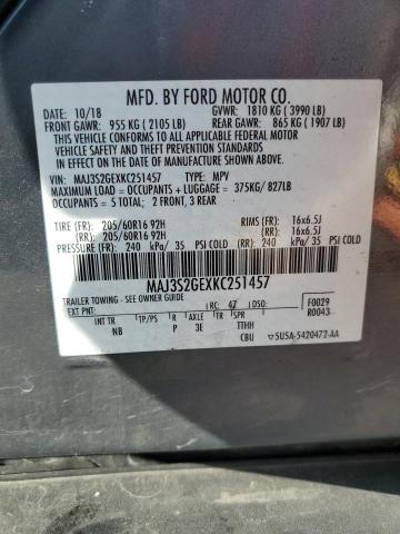 MAJ3S2GEXKC251457 - 2019 FORD ECOSPORT SE 灰色 照片 12