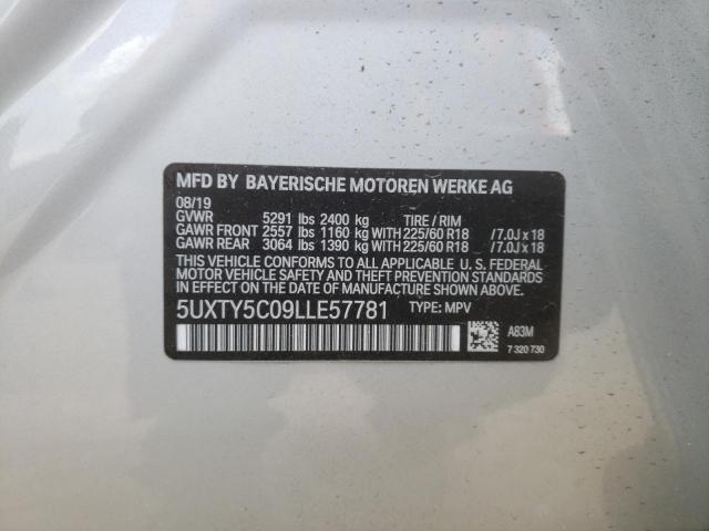 5UXTY5C09LLE57781 - 2020 BMW X3 XDRIVE30I SILVER photo 13