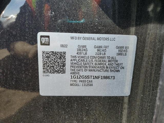 1G1ZG5ST1NF198673 - 2022 CHEVROLET MALIBU RS BLUE photo 12