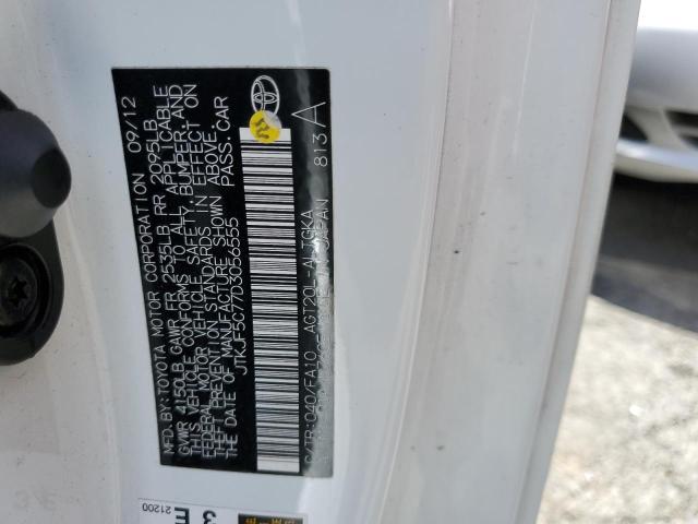 JTKJF5C77D3056555 - 2013 TOYOTA SCION TC WHITE photo 12