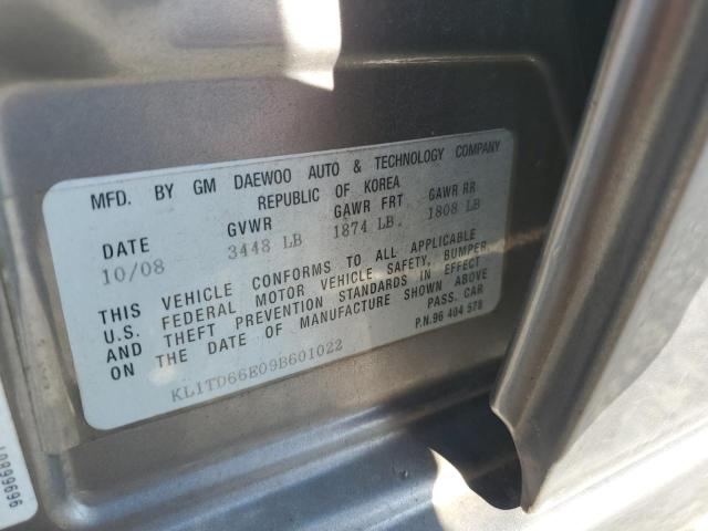 KL1TD66E09B601022 - 2009 CHEVROLET AVEO LS 银色 照片 12