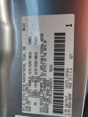 5TFCY5F13MX028519 - 2021 TOYOTA TUNDRA DOUBLE CAB SR/SR5 SILVER photo 12