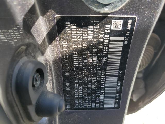 JHMFC1F78JX021262 - 2018 HONDA CIVIC EXL 灰色 照片 12