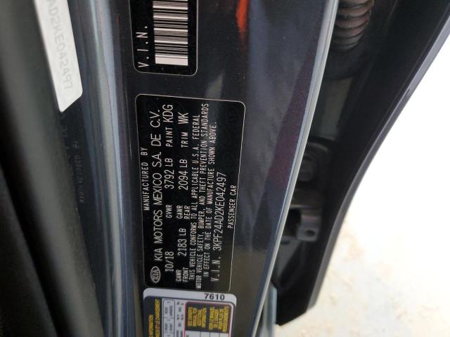 3KPF24AD2KE042497 - 2019 KIA FORTE FE BLACK photo 12